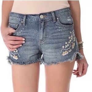 Free People Denim Distressed High Rise Shorts size 26